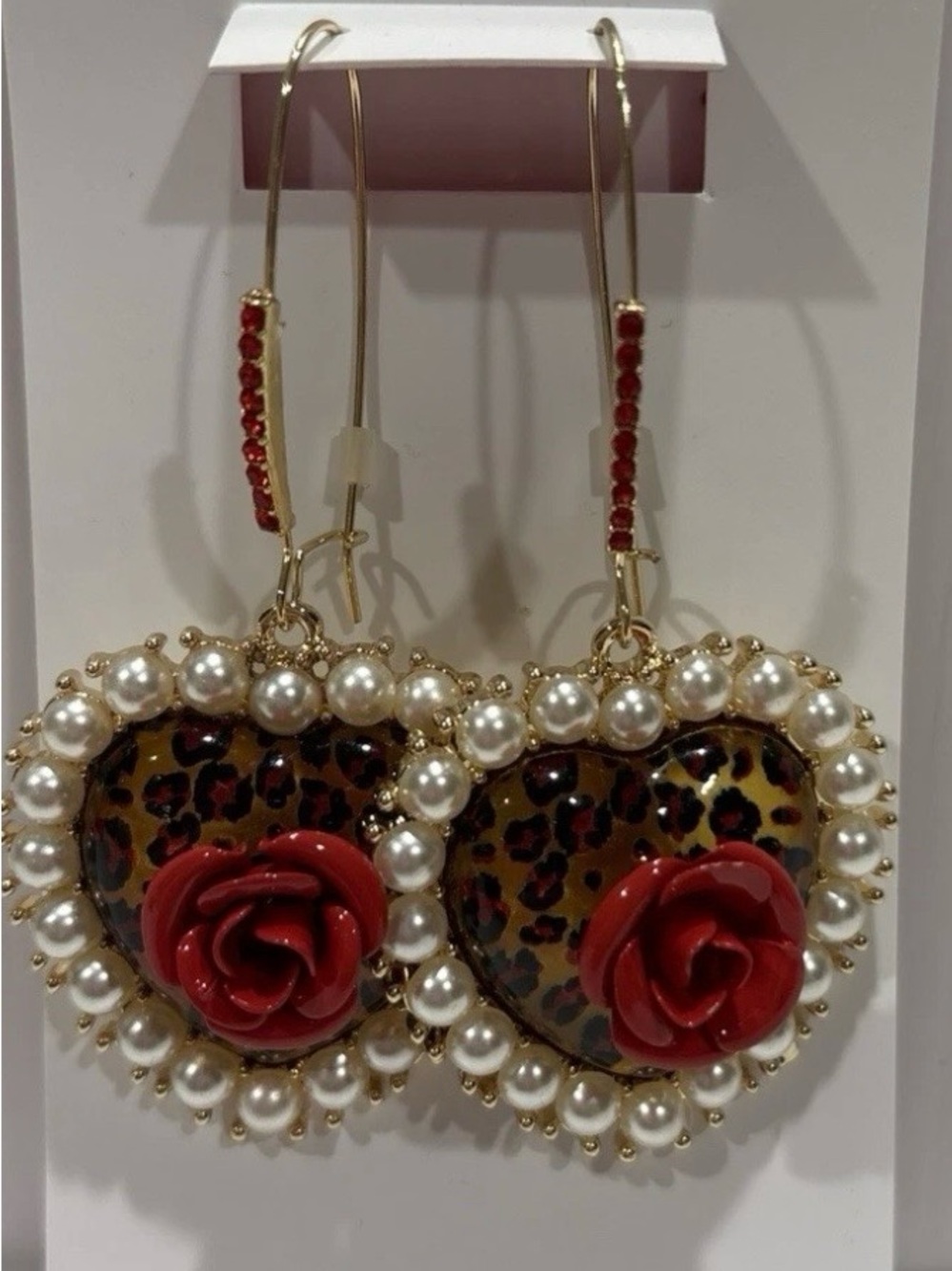 Betsey Johnson earrings Sugar Skulls multicolored crystals goldtone hooks NWT